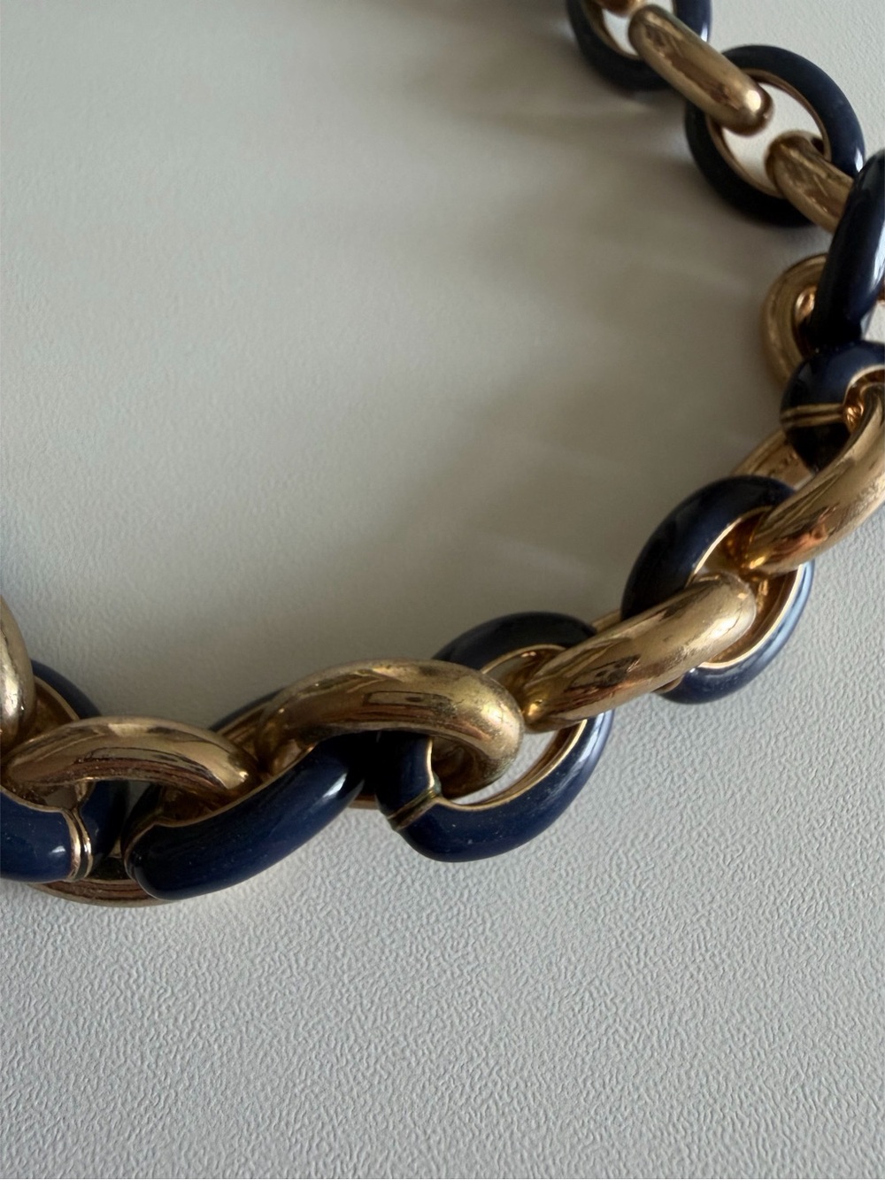 Gold and Navy Link Necklace - Women Jewelry - Picture 2 of 2